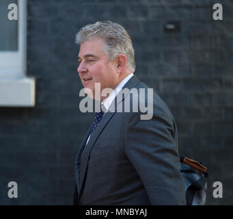 Londres, Royaume-Uni. 15 mai 2018. Brandon Lewis, président du parti conservateur à Downing Street pour réunion hebdomadaire du Cabinet. Banque D'Images