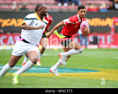 TAG Rugby match où Wayde van Niekerk, l'IAAF, détenteur du record du monde et champion du monde, blessé au genou à DHL Newlands le samedi 7 octobre 2017. Banque D'Images