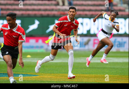 TAG Rugby match où Wayde van Niekerk, l'IAAF, détenteur du record du monde et champion du monde, blessé au genou à DHL Newlands le samedi 7 octobre 2017. Banque D'Images