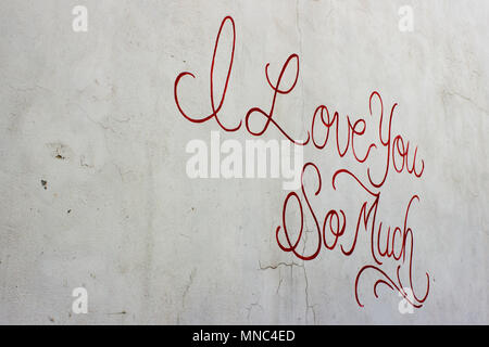 "I love you" avec Graffiti caligraphy cursives. Banque D'Images