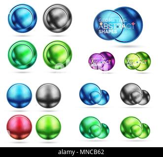 Jeu de cercles ronds de métal 3d et des sphères. Icône Techno concepts. Jeu de cercles ronds de métal 3d et des sphères. Icône Techno concepts. Vector illustration réaliste Illustration de Vecteur