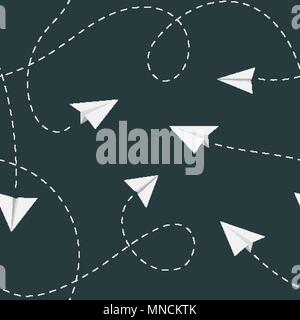 Avion en papier motif transparent. La ligne en pointillé de l'aile arrière-plan raccordable voie Illustration de Vecteur
