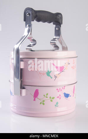 Conteneur alimentaire Tiffin ou transporteur alimentaire on background Banque D'Images