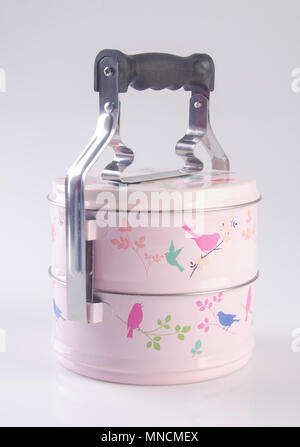 Conteneur alimentaire Tiffin ou transporteur alimentaire on background Banque D'Images