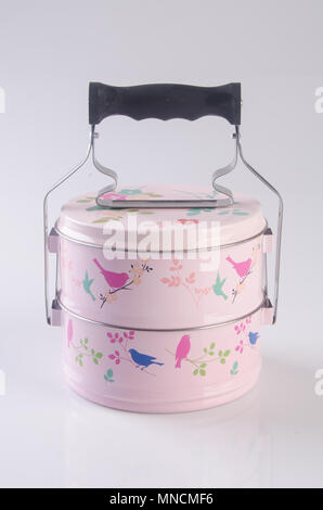 Conteneur alimentaire Tiffin ou transporteur alimentaire on background Banque D'Images