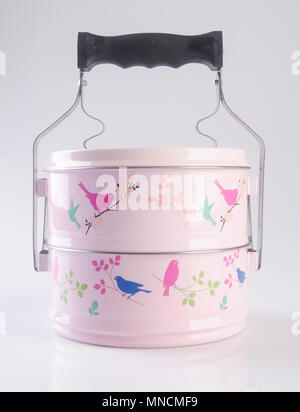 Conteneur alimentaire Tiffin ou transporteur alimentaire on background Banque D'Images