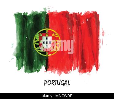 Peinture Aquarelle réaliste pavillon du Portugal . Vector . Illustration de Vecteur