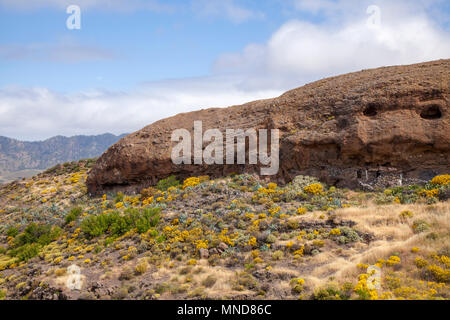 Gran Canaria, mai, montagnes de la partie centrale de l'île, grottes naturelles utilisées dans l'agriculture, de l'El Toscon salon Banque D'Images