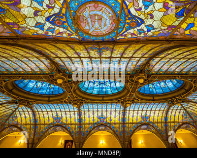 Le Grand Hôtel de la ville de Mexico à la Tiffany vitraux au plafond dans le centre historique Banque D'Images