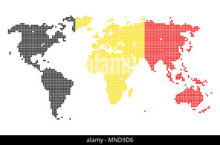 Avec carte du monde en couleurs drapeau Belgique isolé sur fond blanc. Banque D'Images