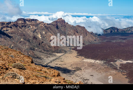 Vue depuis le sommet des films (titres sur les montagnes de la caldeira du Teide sur rim dans les îles Canaries Banque D'Images