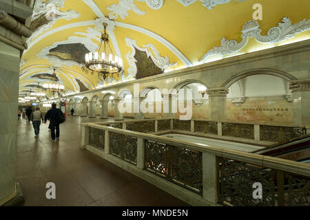 La station de métro Komsomolskaya, Moscou, Russie Banque D'Images