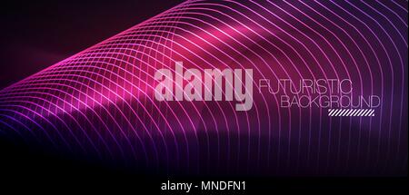 Hi-tech techno futuriste, l'arrière-plan des formes au néon et points. Hi-tech techno futuriste, l'arrière-plan des formes au néon et points. Connexion Technologie, big data, à points structure, couleurs rose et pourpre Illustration de Vecteur