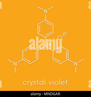 Cristal (gentiane) molécule violet. Colorant utilisé dans la coloration de Gram des bactéries. Formule topologique. Banque D'Images