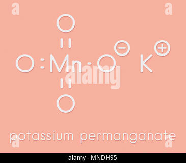 Permanganate de potassium (KMnO4). Utilisé comme désinfectant. Formule topologique. Banque D'Images