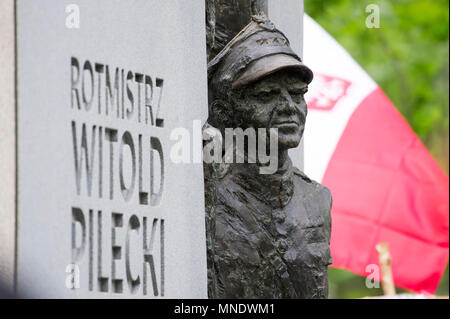 Monument de Rotmistrz Witold Pilecki mars à Varsovie, Pologne. 13 mai 2018, pour rendre hommage à Witold Pilecki, soldat de l'Armée Polonaise et un agent secret o Banque D'Images