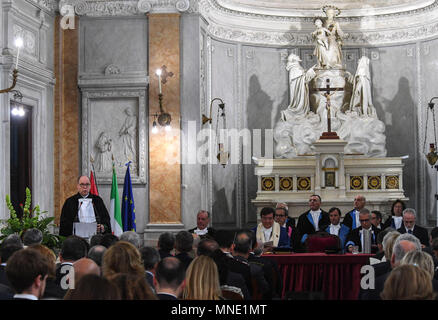 Naples, Italie. 16 mai 2018. Cérémonie de remise de prix du diplôme honorifique sur la science et les techniques de la navigation de l'Université de Naples Parthenope de SAS Albert II de Monaco. Naples 16/05/2018 - Naples, Italie : Crédit Photo indépendant Srl/Alamy Live News Banque D'Images