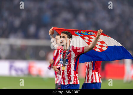 Sime Vrsaljko de l'Atletico de Madrid au cours de l'UEFA Europa League' 'final, match entre l'Olympique de Marseille 0-3 Atletico de Madrid à Stade de Lyon le 16 mai 2018 à Lyon, France. Credit : Maurizio Borsari/AFLO/Alamy Live News Banque D'Images