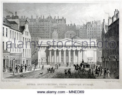 Royal Institution, de Hanover Street, Édimbourg, gravure ancienne de 1829 Banque D'Images