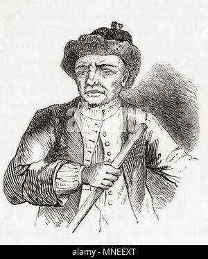 Jonathan Wild également orthographié Wilde, c.1682/1683 - 1725. Une figure de la pègre de Londres qui a opéré des deux côtés de la loi, qui se fait passer pour un public le Thief-Taker crimefighter intitulé 'Général'. À partir de la vieille Angleterre : A Pictorial Museum, publié 1847. Banque D'Images