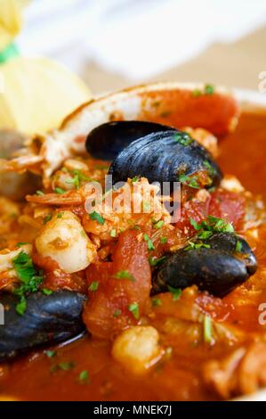 Cioppino italo-américain ; ragoût de poisson;Close Up Banque D'Images