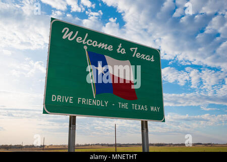 Bienvenue sur Texas Road sign Banque D'Images