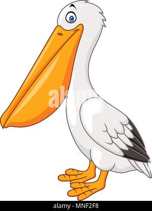 Cartoon pelican isolé sur fond blanc Illustration de Vecteur