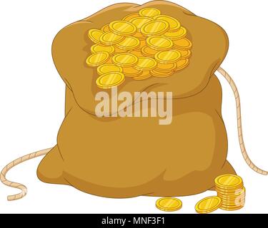 Cartoon sac de pièces isolé sur fond blanc Illustration de Vecteur