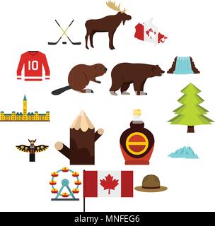 Canada travel icons set dans un style plat Illustration de Vecteur