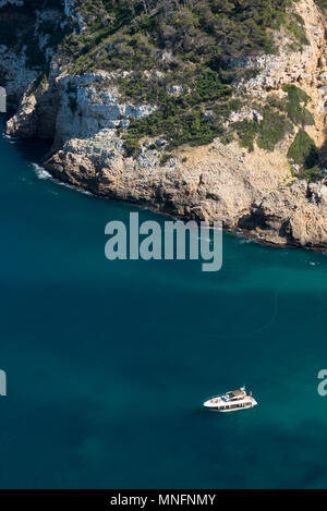 Le point de vue de la côte, le Cap Negre balcon idéal vers la plage et cap Prim Portixol, Javea, Alicante province, Costa Blanca, Espagne Banque D'Images