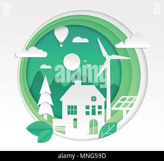 Maison de campagne - vector illustration papier moderne Illustration de Vecteur