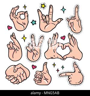 Les gestes de la main - vector set autocollants isolés Illustration de Vecteur
