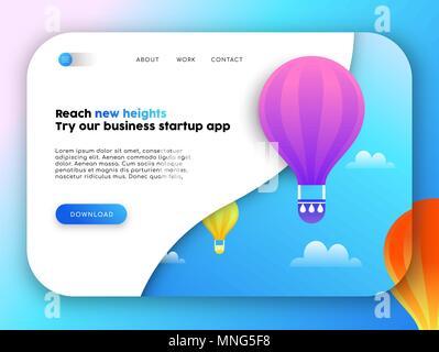 Web business landing page modèle. Modèle de marketing en ligne avec un concept moderne illustration historique et app bouton de téléchargement. Vecteur EPS10. Illustration de Vecteur