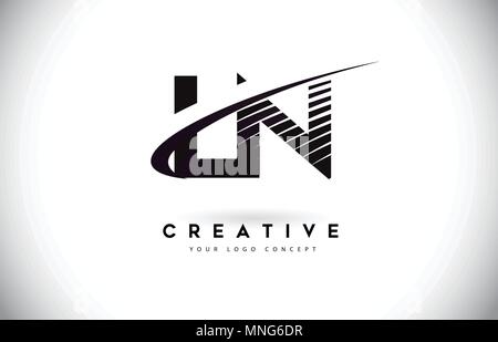 LN L N Lettre avec logo Swoosh et lignes noires. Création moderne lignes zébrées lettres logo Vector Illustration de Vecteur