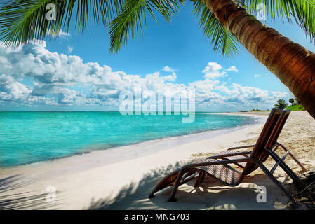 Serenity beach tropical instagram Polariod filtre appliqué. Banque D'Images