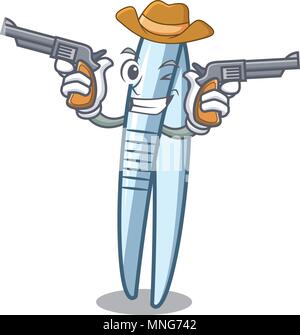 Brucelles Cowboy style cartoon caractère Illustration de Vecteur