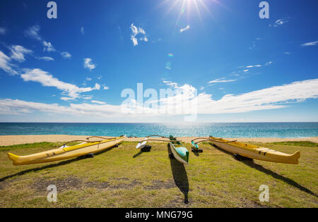 Pirogue sur Hawaiian beach Banque D'Images