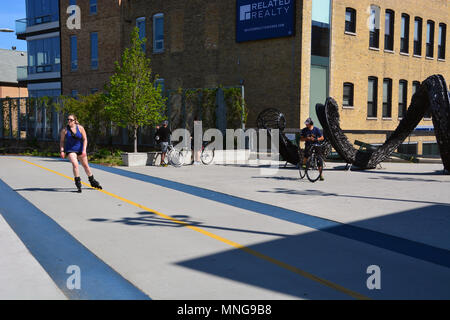 L'avenue Damen sur la plaza 606 Trail, une ancienne ligne de train de marchandises surélevée offrant un quartier unique en marche et bicyclette path Banque D'Images