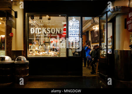 L'Farmstand Dickson les viandes au Chelsea Market, New York, NY. Banque D'Images