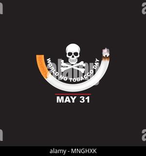 31 mai Journée mondiale sans tabac. La journée a en outre pour but d'attirer l'attention sur la forte prévalence de l'usage du tabac et les effets négatifs sur la santé Illustration de Vecteur