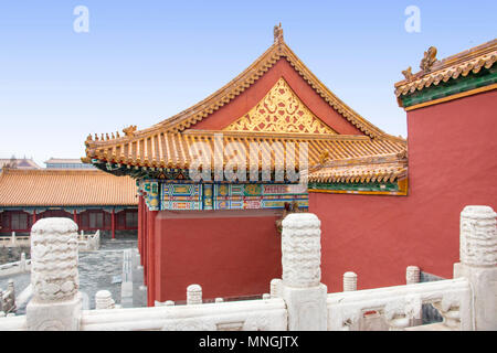 10 la crête est une ville interdite, Beijing, Chine. Des bêtes en chinois, provenant de contes de fées chinois. Banque D'Images