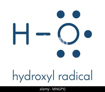 Le radical hydroxyle. Utilisé par les macrophages (cellules immunitaires) pour détruire les agents pathogènes. Formule topologique. Illustration de Vecteur