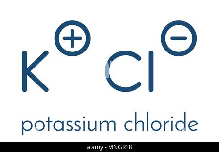 Le chlorure de potassium (KCl) de sel. Utilisé en injections létales, engrais, comme une drogue, etc. Illustration de Vecteur