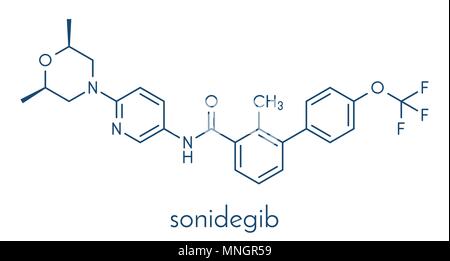 Sonidegib molécule des médicaments contre le cancer. Formule topologique. Illustration de Vecteur