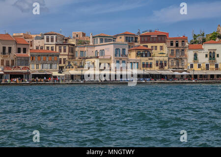 Belle Ville de La Canée et la mer Méditerranée de Chania sur l'île de Crète, Grèce Banque D'Images