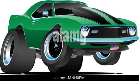 Classic style années 60 American Muscle Car Cartoon Vector Illustration Illustration de Vecteur