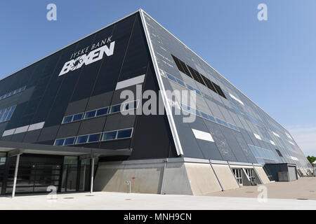 Herning, Danemark. 17 mai, 2018. La Jyske Bank Boxen Indoor Arena est perçu avant le Championnat du Monde de Hockey sur Glace Etats-unis match quart contre la République tchèque, à Herning, Danemark, le 17 mai 2018. Credit : Ondrej Deml/CTK Photo/Alamy Live News Banque D'Images