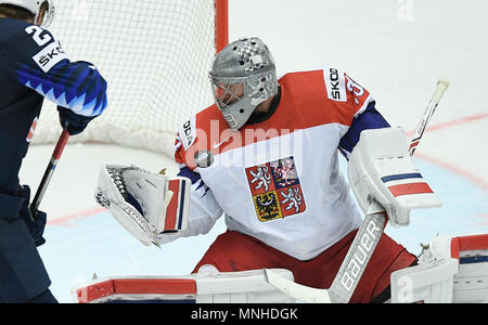 Herning, Danemark. 17 mai, 2018. Le gardien tchèque Pavel Francouz en action pendant la Championnat du Monde de Hockey sur Glace Etats-unis match quart contre la République tchèque à Herning, Danemark, le 17 mai 2018. Credit : Ondrej Deml/CTK Photo/Alamy Live News Banque D'Images