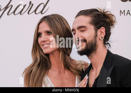 Cannes, Antibes, France. 17 mai 2018. Heidi Klum et Tom Kaulitz arrive au 25e Gala de l'amfAR 'Cannes' le jeudi 17 mai 2018 s'est tenue à l'Hôtel du Cap-Eden-Roc, Antibes. Photo par Julie Edwards. Credit : Julie Edwards/Alamy Live News Banque D'Images