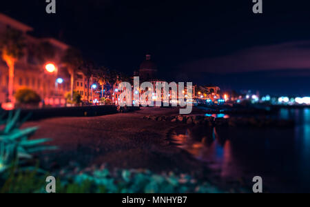 Impression photo d'une plage à genova par nuit avec un effet Tilt Shift. Banque D'Images